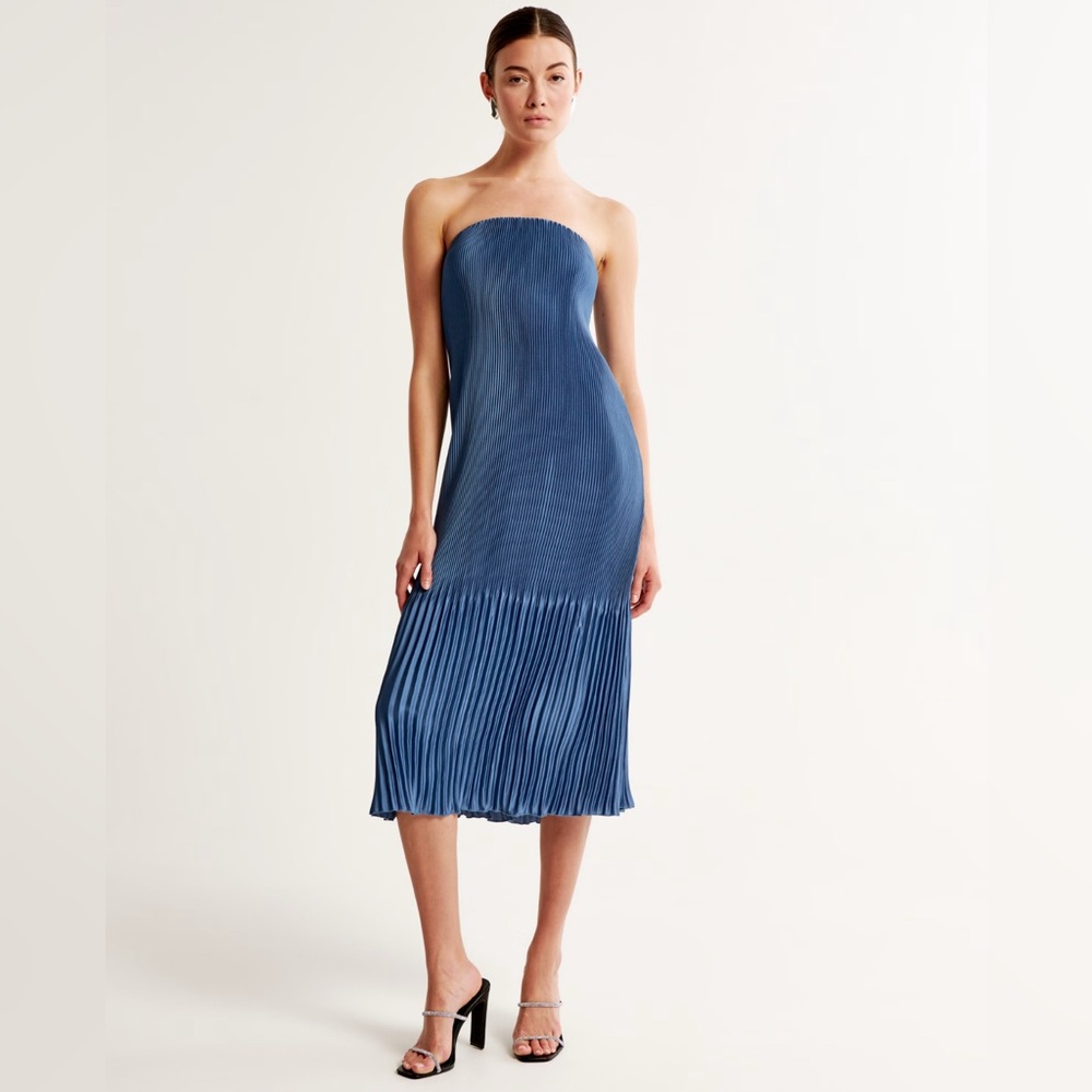 Abercrombie & Fitch Strapless Pleat Release Midi Dress